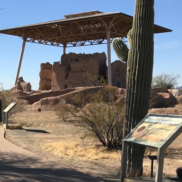 Path with wayside exhibits leading to the Great House