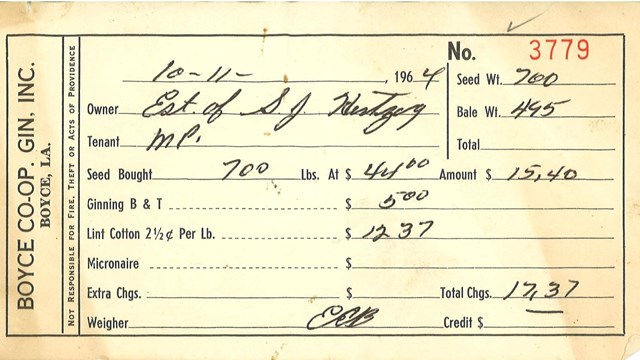 a receipt from magnolia plantation