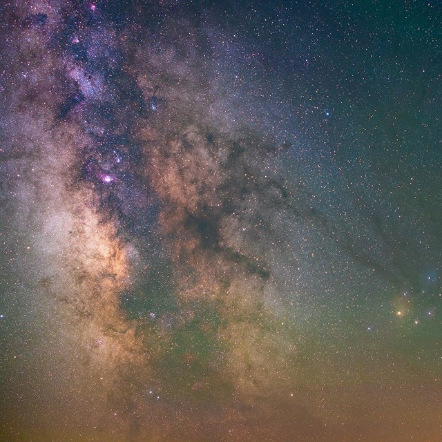 Dark night sky with Milky Way. 