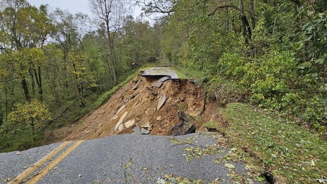 Collapsed roadway