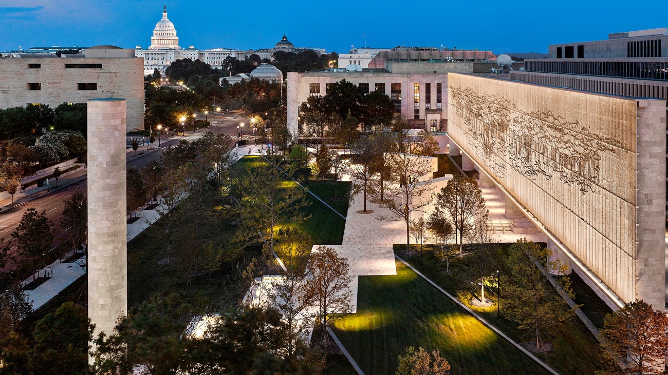 Aerial view of the Dwight D. Eisenhower Memorial