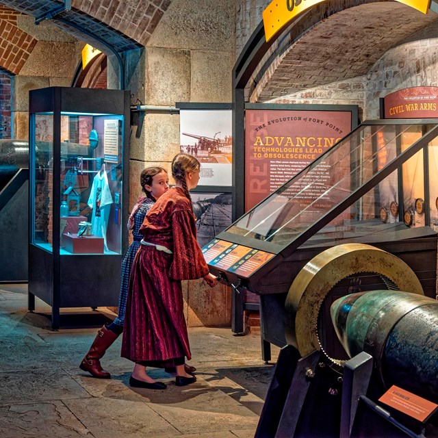 Children play with exhibit