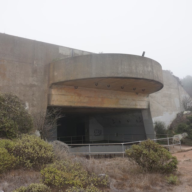 A gun casemate at Hawk Hill built of cement. 