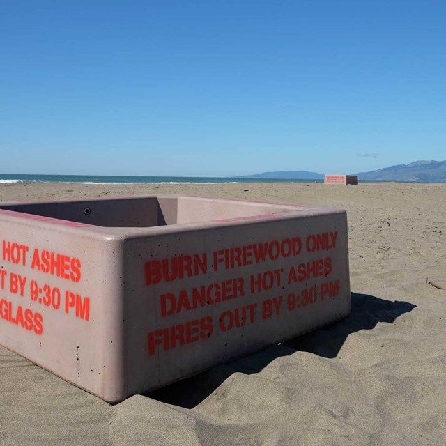 fire pits on beach sand