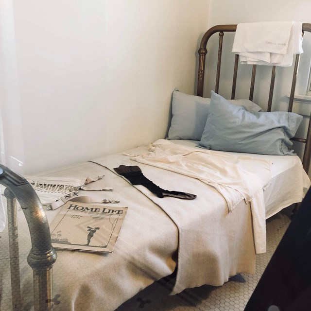 A view into a preserved room from 1918 in the Fordyce Bathhouse. 