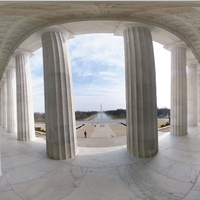 View of the National Mall through columns 