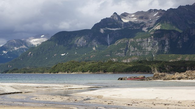 a dramatic coastline with towering cliffs