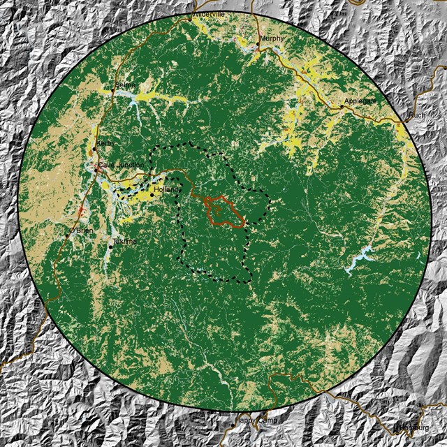 Map showing land cover classes at Oregon Caves NMP