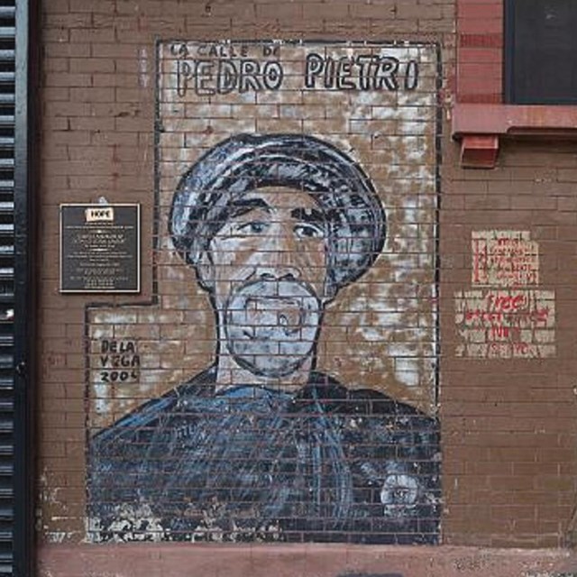 Artist James de la Vega's mural painting of Pedro Pietri