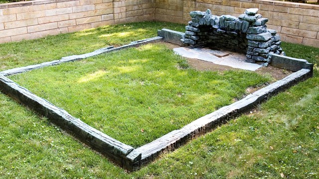 Memorial marking the site of one of the Lincoln Cabins