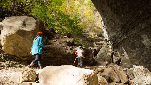 Hikers along the Lost Valley trail at Buffalo National River