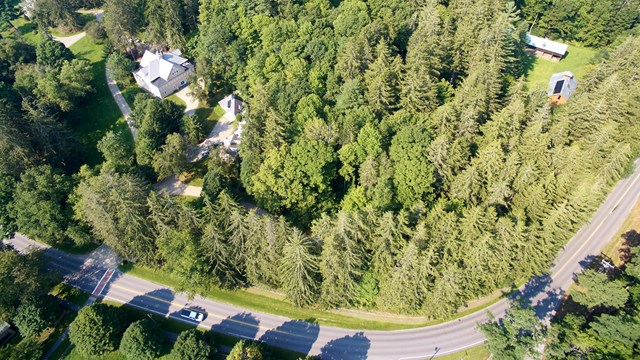 Arial view of park entrance