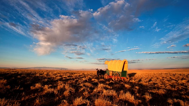 Covered wagon on the Oregon Trail