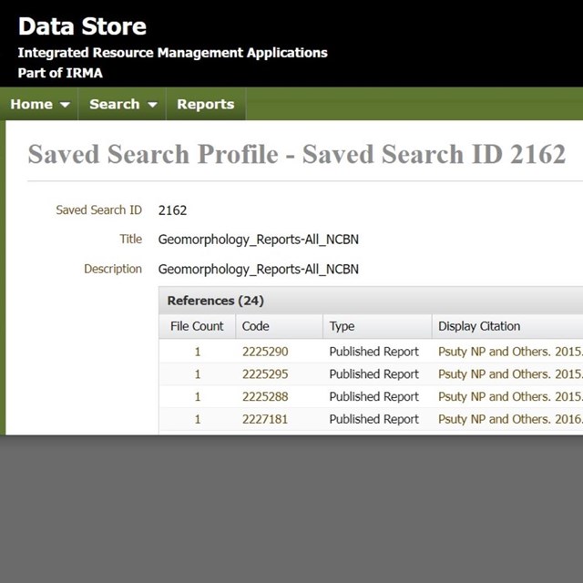 Screenshot of reports list