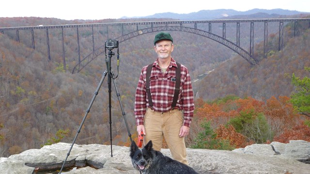 hiker at overlook