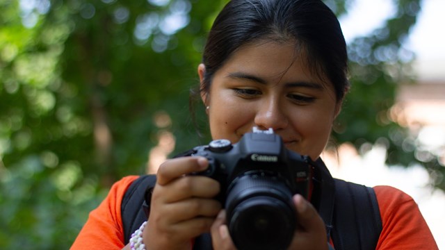 woman looking at camera