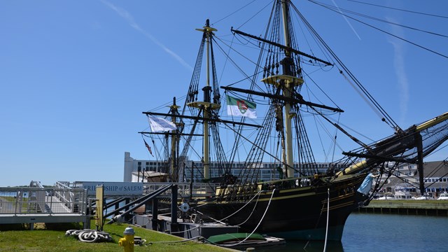 three-masted sailing vessel replica of a 17th century ship