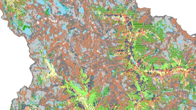 Section of a Sequoia-Kings Canyon park map showing vegetation classification units