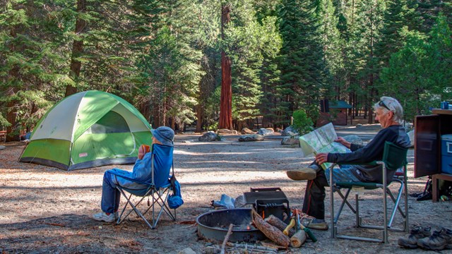 A tent site at Lodgepole Campground