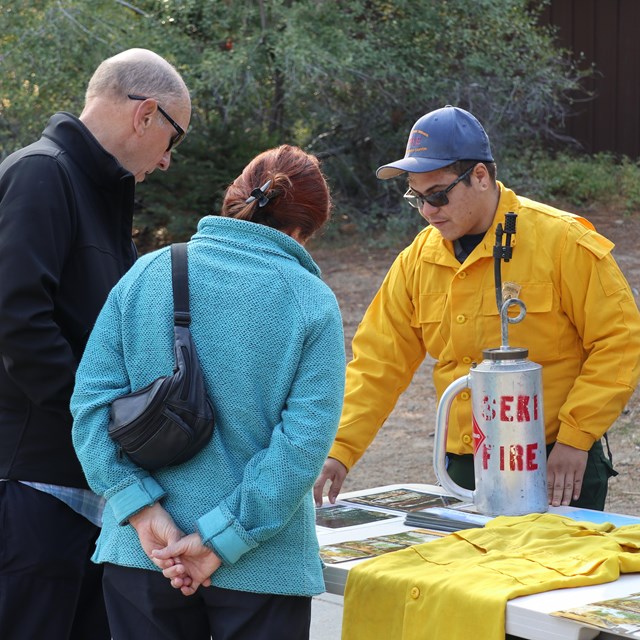 An information officer provides an update during a prescribed burn