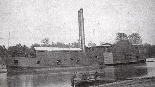 Historic black and white image of the USS Tyler