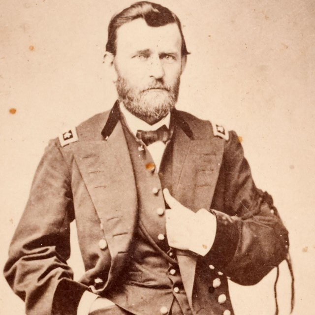 Photograph of Ulysses S Grant with mourning band for President