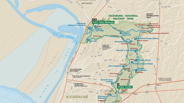 Map of Vicksburg NMP and surrounding areas 