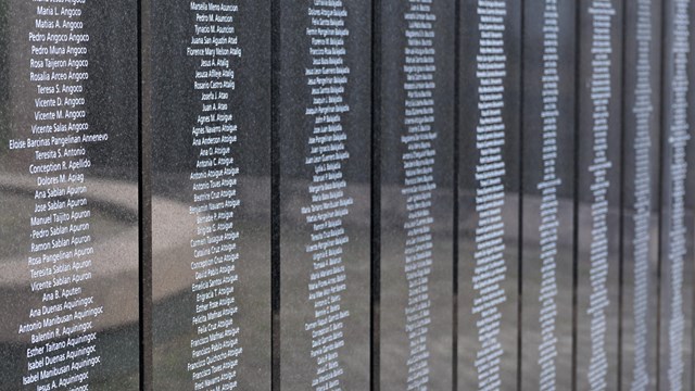 An image of the memorial Wall at Asan Bay Overlook