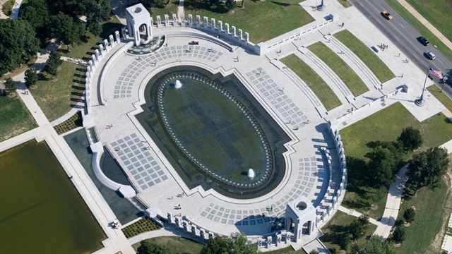 Aerial view of the World War II Memorial