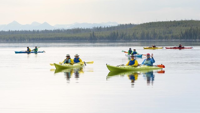 Kayakers on Yellowstone Lake