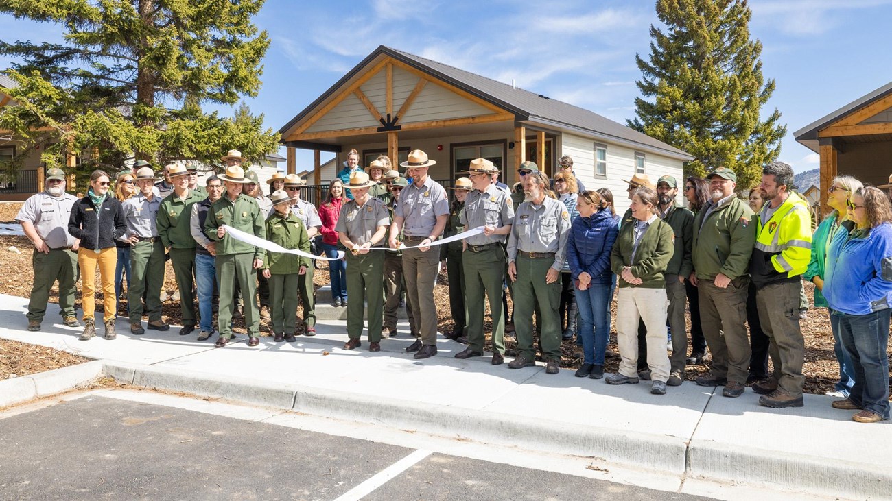 ribbon cutting on park housing