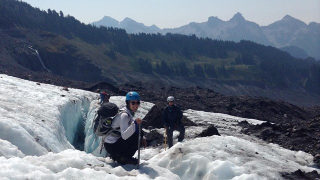 people on glacial ice