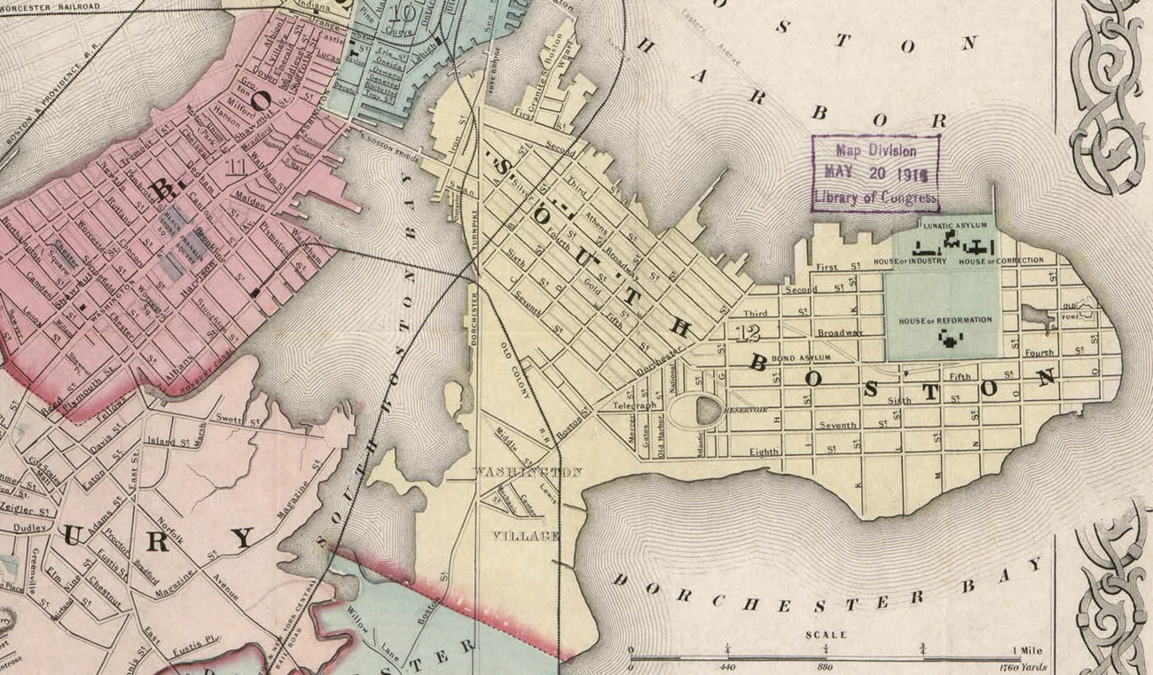Grey scale map from 1776 that shows the Dorchester Peninsula in Boston Harbor