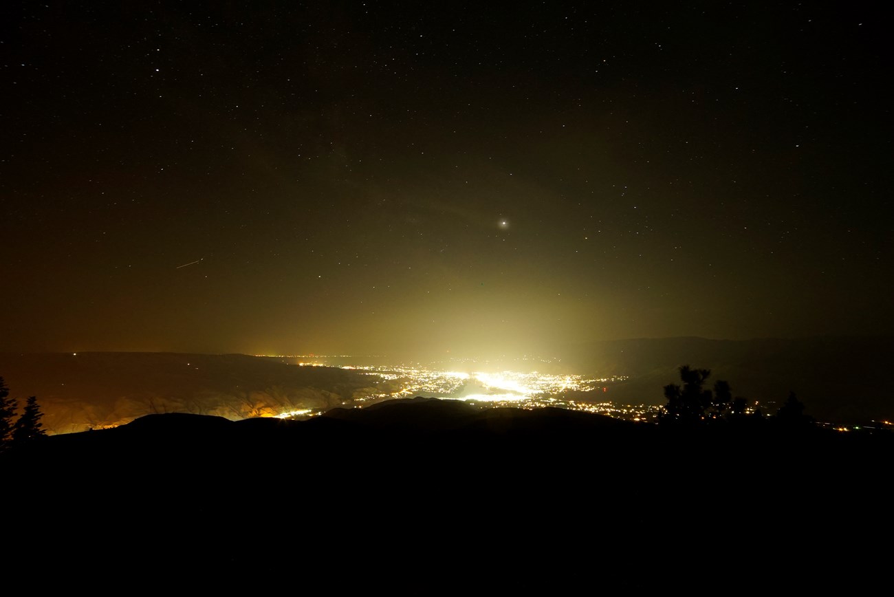 light pollution on clear night, Lake Chelan, WA