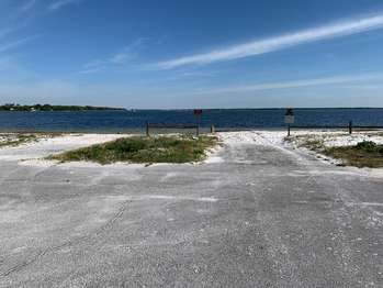 A ramp leads down into a shallow bay