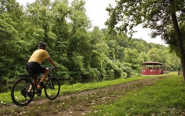 A biker on the D&L Trail