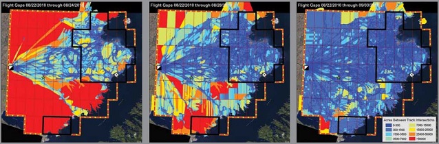 three maps showing flight paths and GPS data