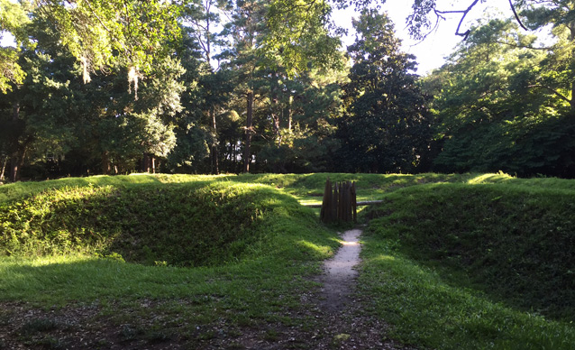 Present-day image of earthwork on a sunny morning Present-day image of earthwork on a sunny morning