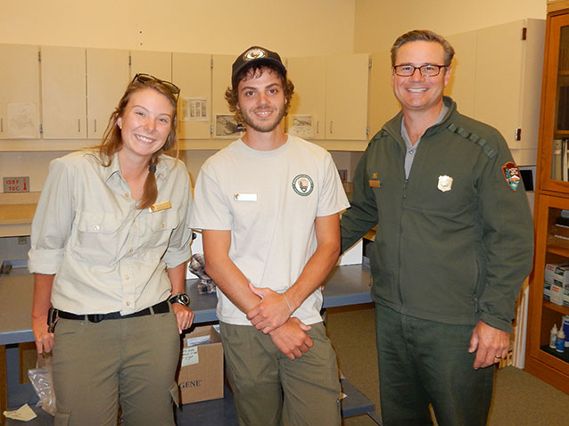 Interns in geology lab