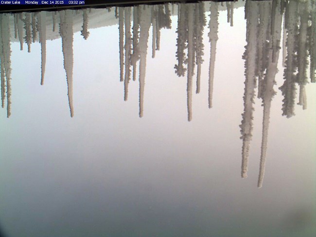 Crater Lake Webcam - Clouds and Icicles