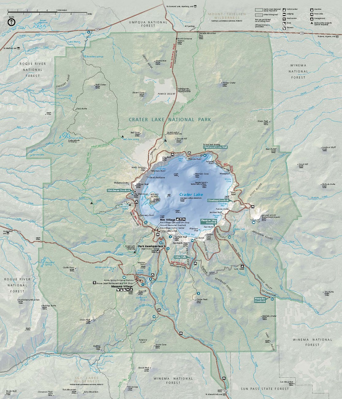 Map of Crater Lake National Park