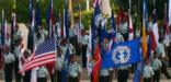 Junior Reserve Officer Training Corps on the steps of the Court of Honor