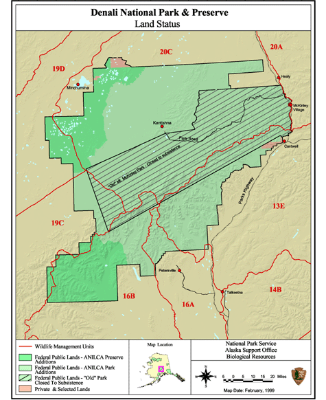 map of denali area and state game management units around the park