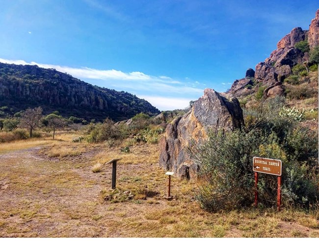 Trail on mountain side.