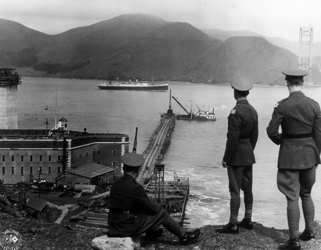 Golden Gate Bridge tower foundation construction, 1933.