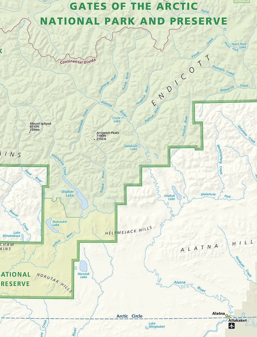 Park map of the Alatna River area