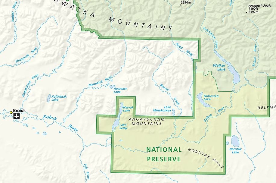 Park map of the Kobuk River area