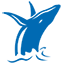 Glacier Bay Lodge logo depicts a blue whale breaching out of the water
