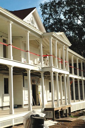 the completed veneer on the porch