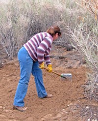 Leveling tent pads.